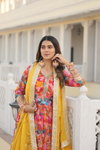 KA 1080 Digital printed Russian Silk With Embroidery Readymade Gown With Dupatta Wholesale Online